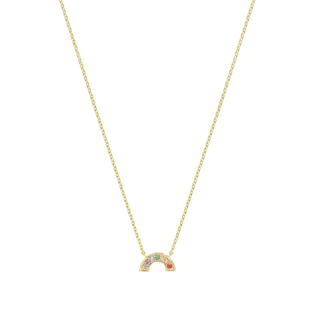 9ct Yellow Gold Small Rainbow Cubic Zirconia Necklace - NiaYou Jewellery