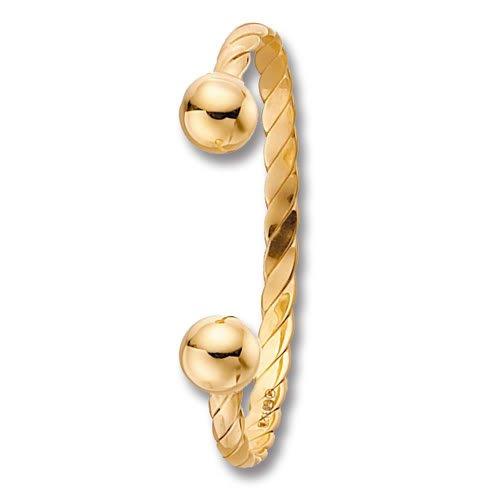 9Ct Yellow Gold Solid Ribbed Torque Open Baby Bangle - NiaYou Jewellery