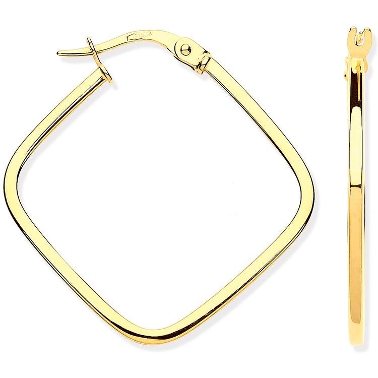 9CT Yellow Gold Square Hoop Earrings - NiaYou Jewellery