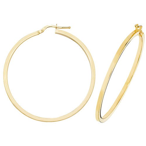 9ct Yellow Gold Square Tube Hoop Earrings 40 MM - NiaYou Jewellery