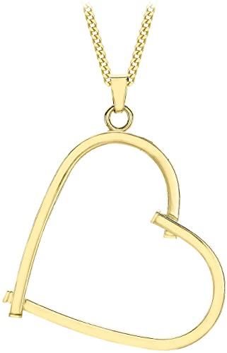 9ct Yellow Gold Square Tube Open Heart Pendant on Chain - NiaYou Jewellery