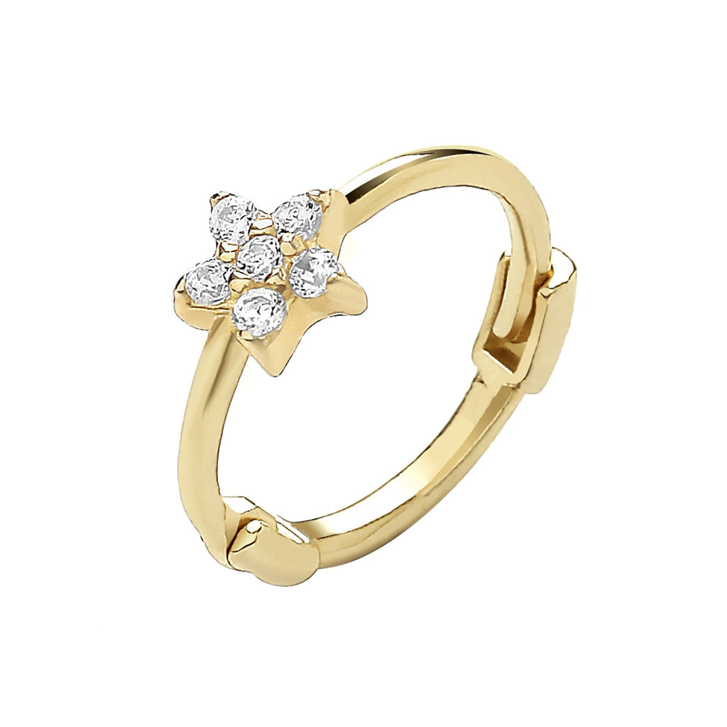9ct Yellow Gold Star Cubic Zirconia Cartilage Hoop Earring - NiaYou Jewellery