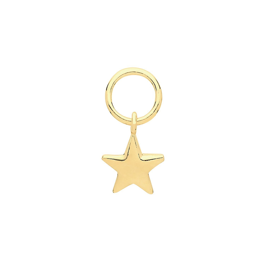 9ct Yellow Gold Star Hoop Earring Charm - NiaYou Jewellery