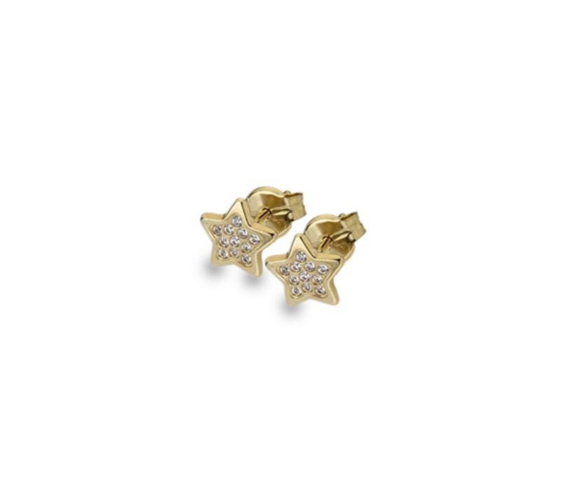 9ct Yellow Gold Star Stud Earrings with Cubic Zirconia - NiaYou Jewellery