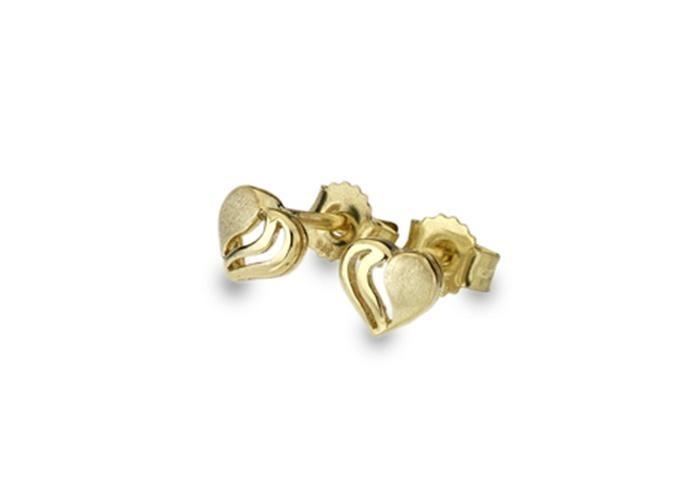 9ct Yellow Gold Textured Heart Stud Earrings - NiaYou Jewellery