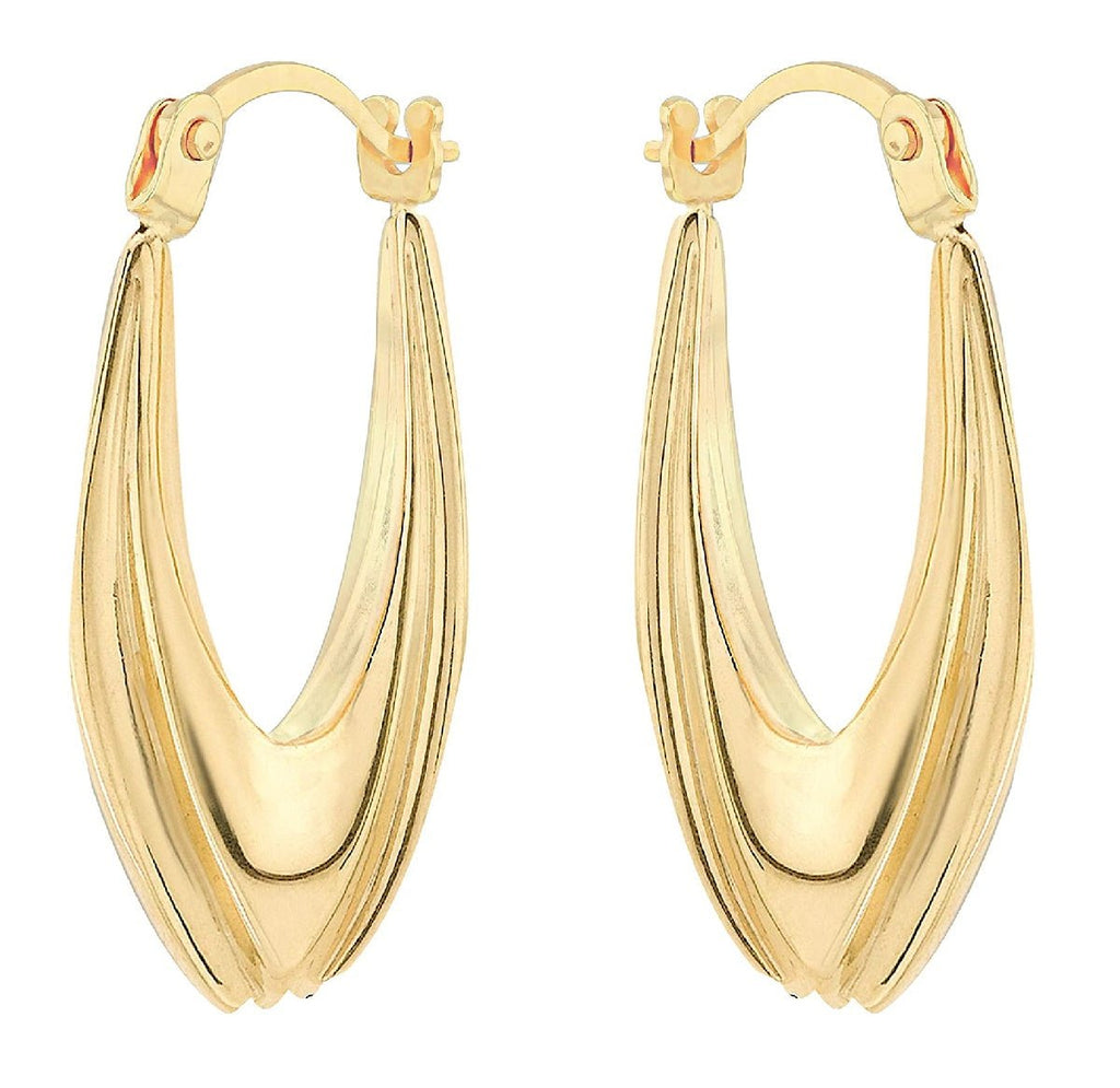 9ct Yellow Gold Textured Oval Creole Earrings - NiaYou Jewellery