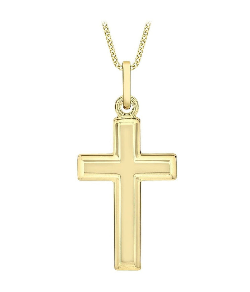 9ct Yellow Gold Thick Cross Pendant Necklace - NiaYou Jewellery