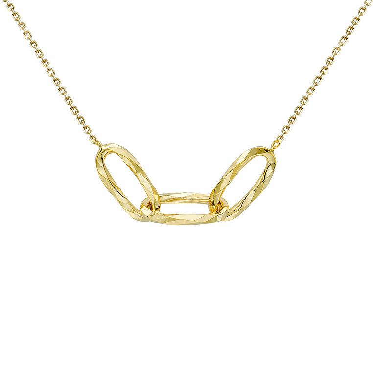 9ct Yellow Gold Three Diamond Cut Interlocking Ovals Necklace - NiaYou Jewellery