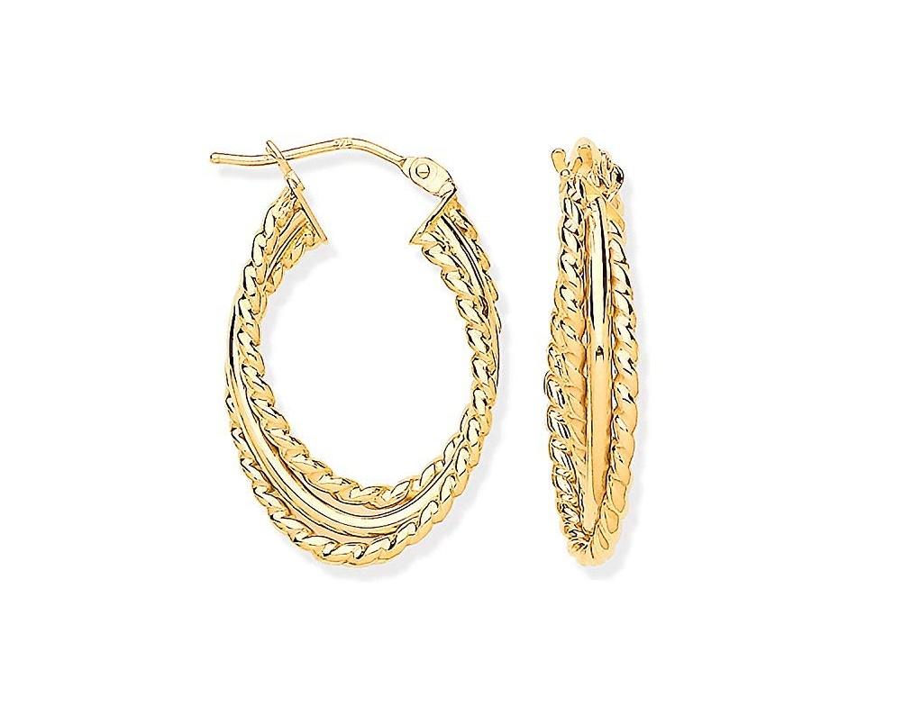 9CT Yellow Gold Three Oval Hoop Earrings - NiaYou Jewellery
