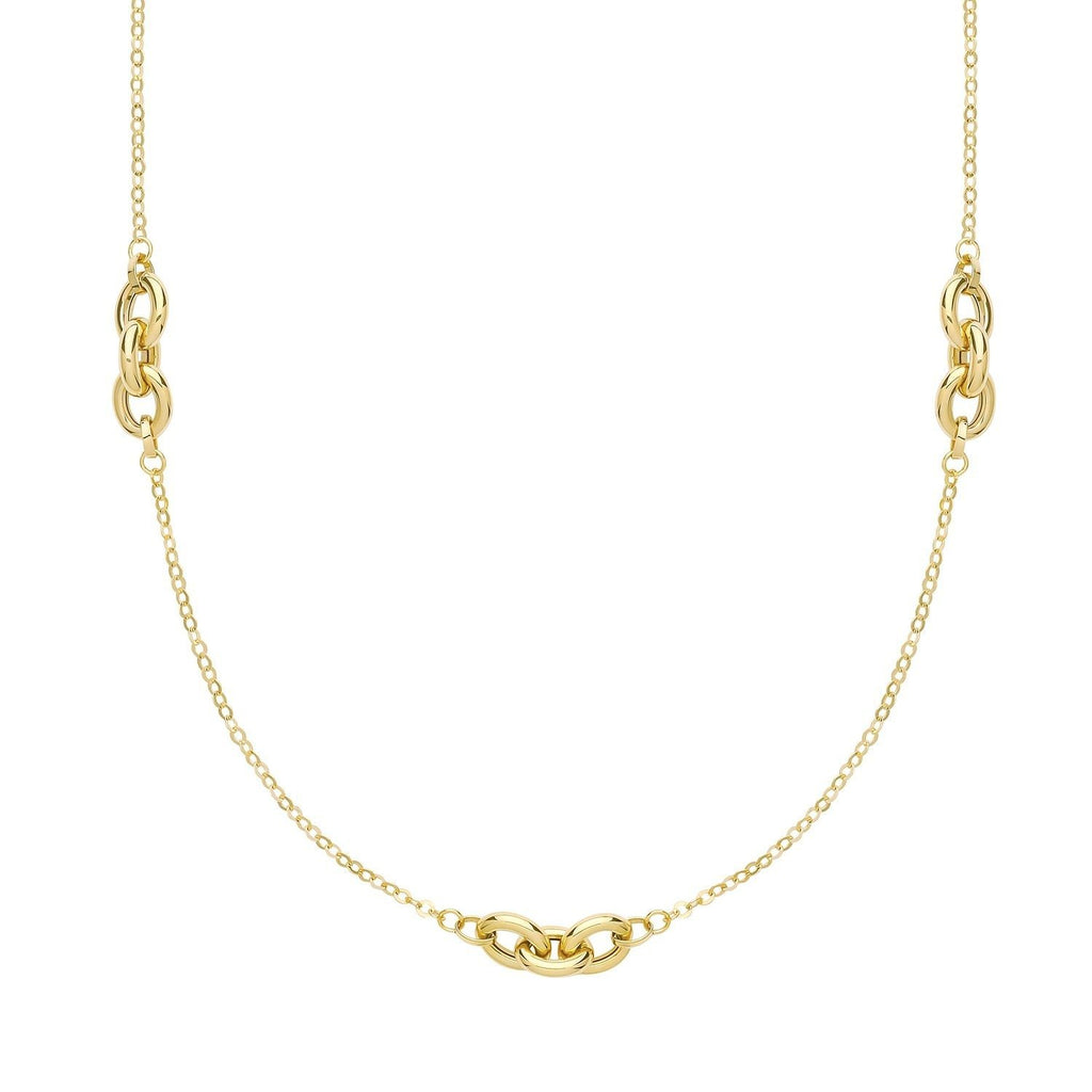 9ct Yellow Gold Three Oval Links Chain Necklace - NiaYou Jewellery