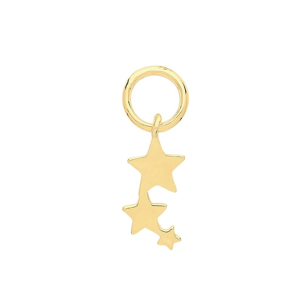 9ct Yellow Gold Three Star Hoop Earring Charm - NiaYou Jewellery