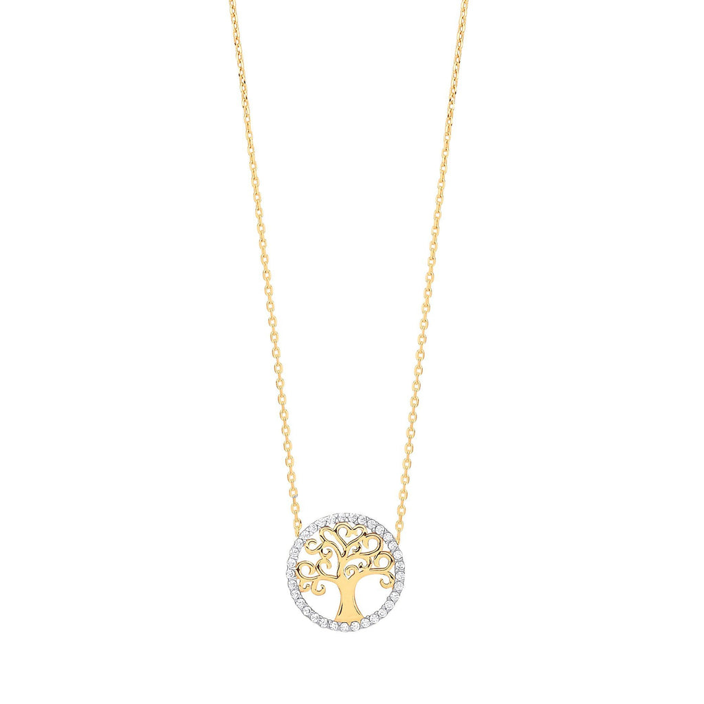 9ct Yellow Gold Tree of Life with Cubic Zirconia Necklace - NiaYou Jewellery
