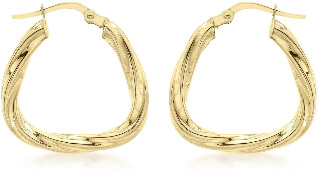 9ct Yellow Gold Triangular Shaped Twist Creole Earrings - NiaYou Jewellery