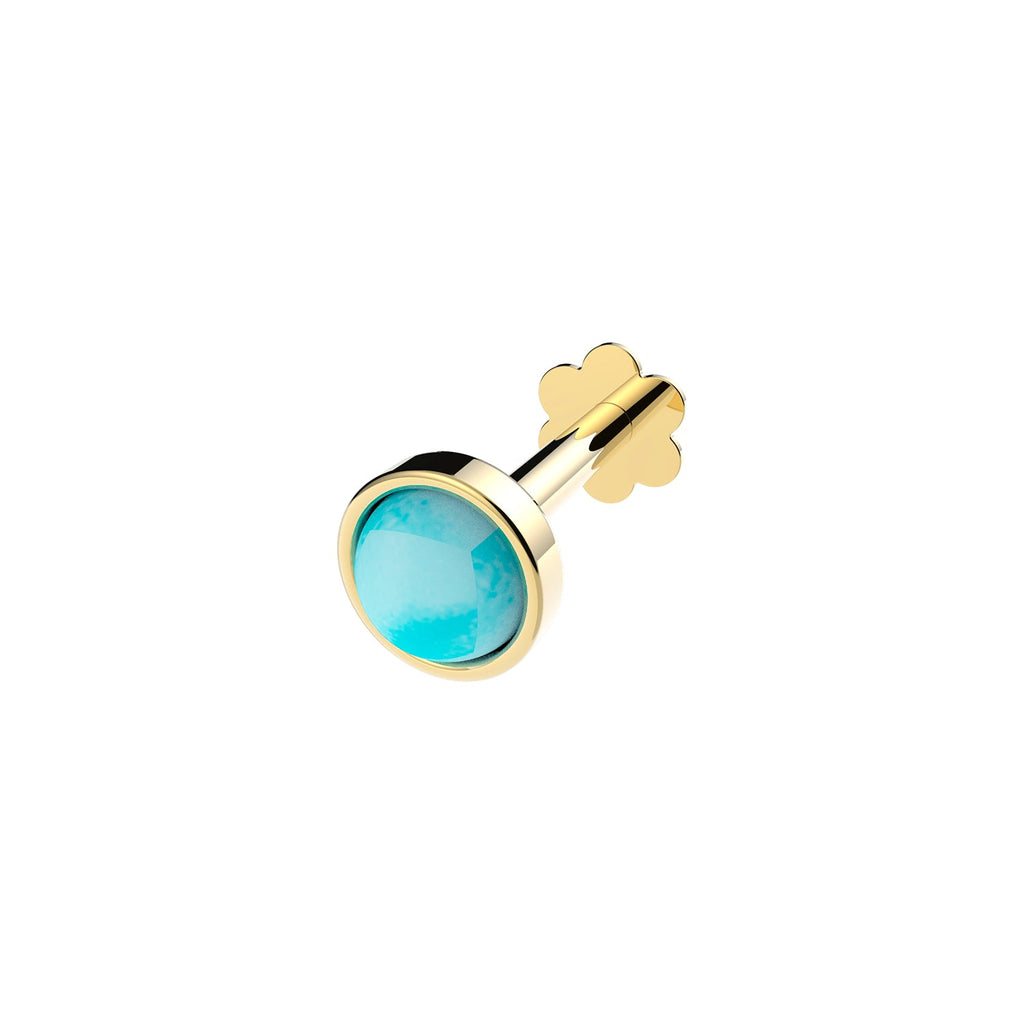 9ct Yellow Gold Turquoise Stone Lip Stud Labret - NiaYou Jewellery