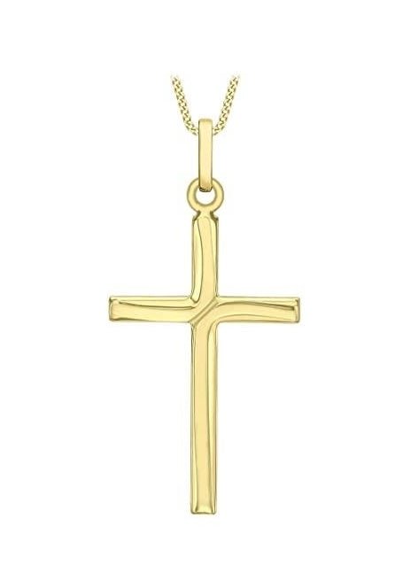 9ct Yellow Gold Twist Design Cross Pendant Necklace - NiaYou Jewellery
