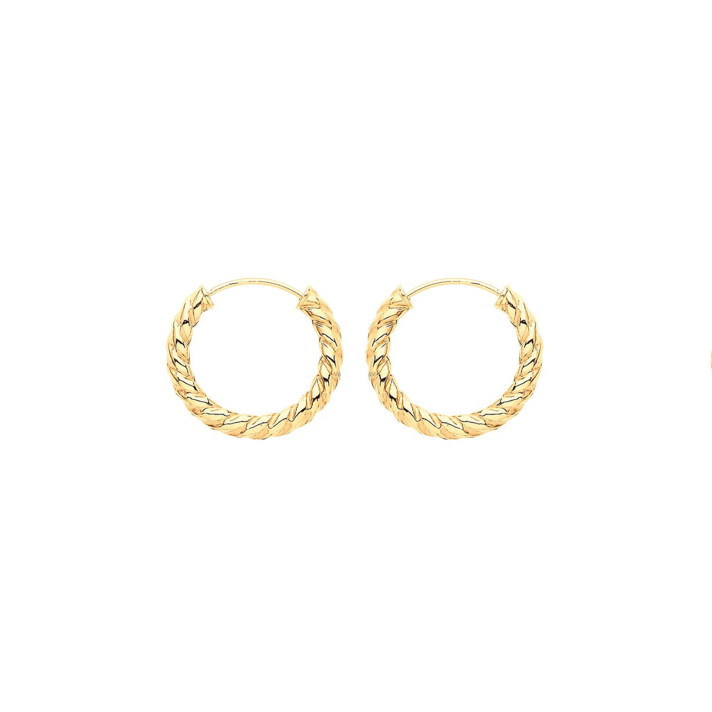 9ct Yellow Gold Twisted Sleepers Earrings 10 MM - NiaYou Jewellery