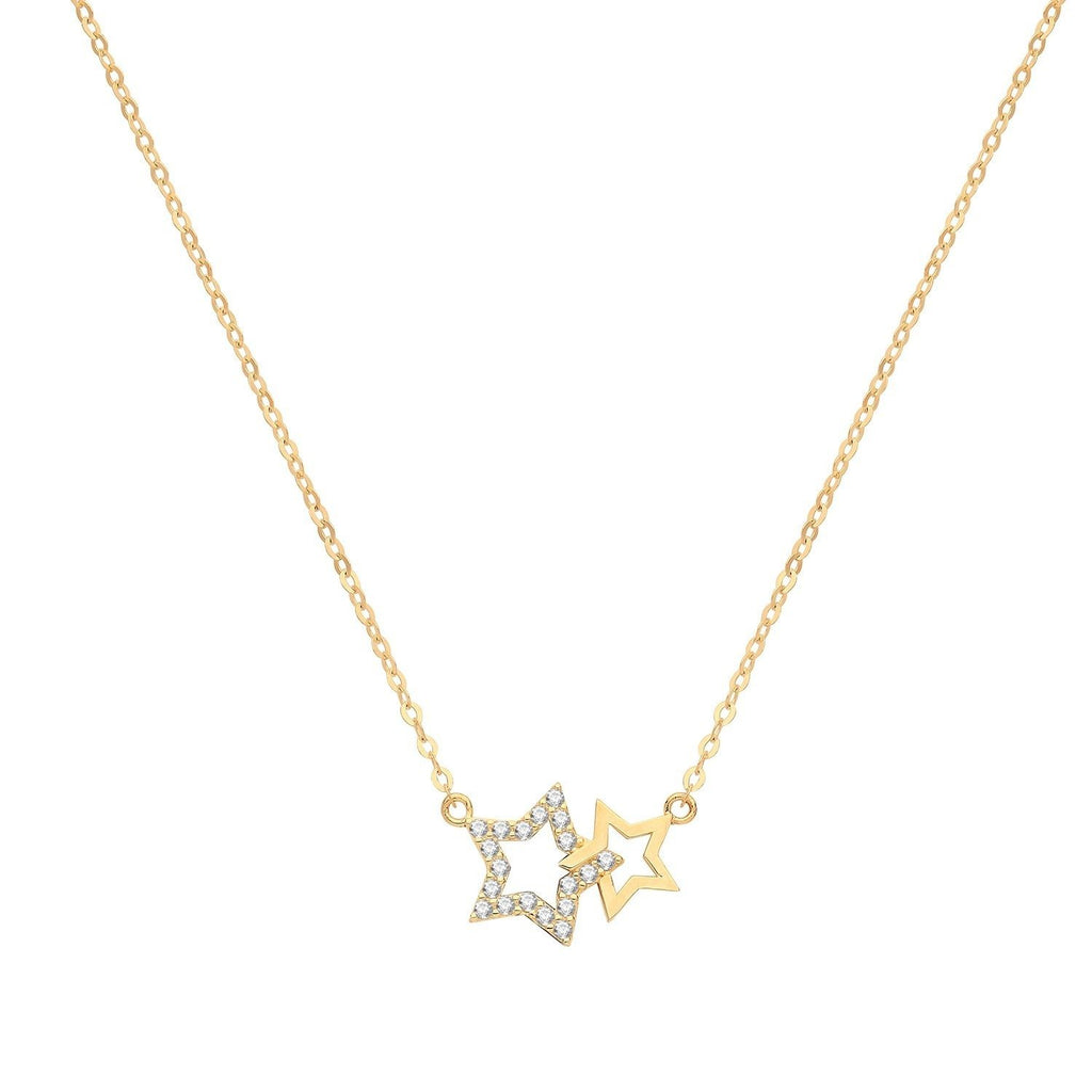 9ct Yellow Gold Two Star Necklace - NiaYou Jewellery