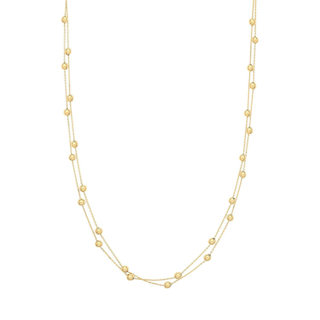 9ct Yellow Gold Two Strand Beaded Necklace - NiaYou Jewellery