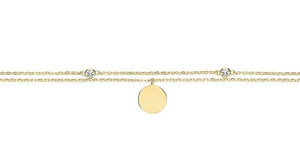9ct Yellow Gold Two Strand Bracelet with CZ and Disc - NiaYou Jewellery
