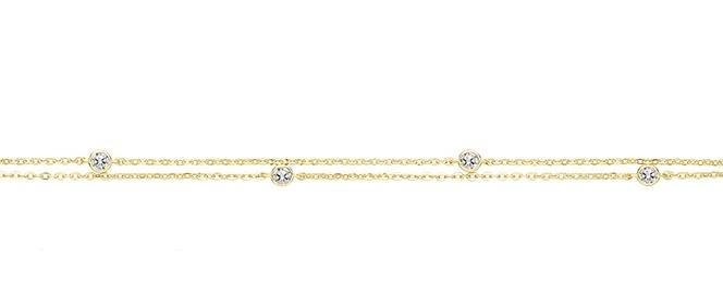 9ct Yellow Gold Two Strand Cubic Zirconia Station Bracelet - NiaYou Jewellery