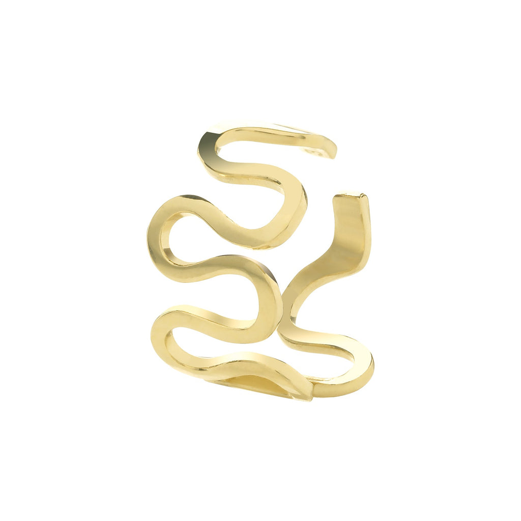 9ct Yellow Gold Wave Ear Cuff - NiaYou Jewellery