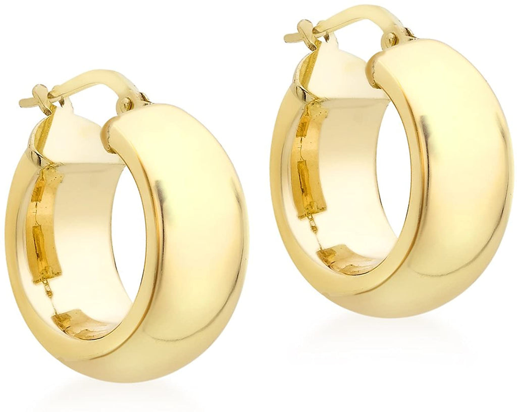 9ct Yellow Gold Wide Creole Hoop Earrings 18 MM - NiaYou Jewellery