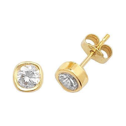 9ct Yellow Gold with Cubic Zirconia Square Stud Earrings - NiaYou Jewellery
