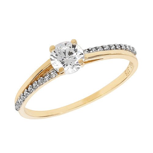 9ct Yellow Gold with Round Cubic Zirconia Ring - NiaYou Jewellery