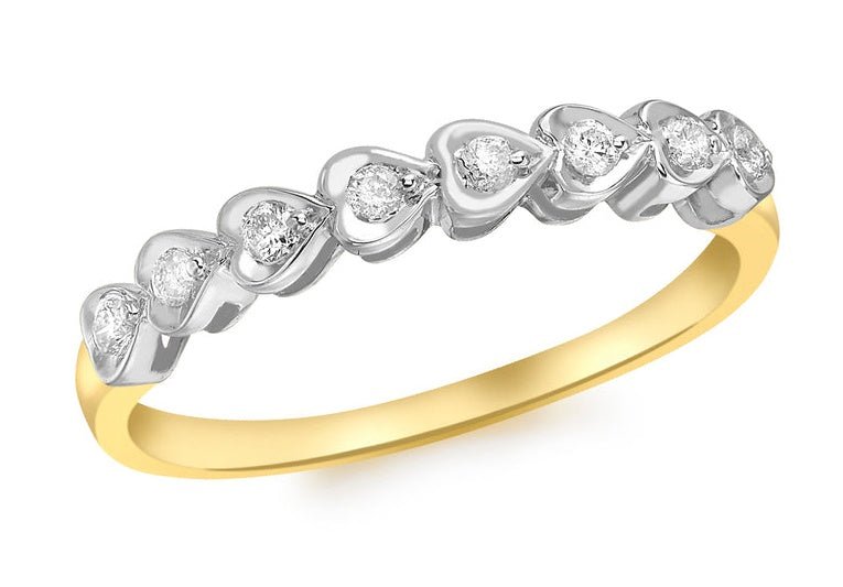 9ct Yellow White Gold 0.15ct Diamond Multi Heart Ring - NiaYou Jewellery