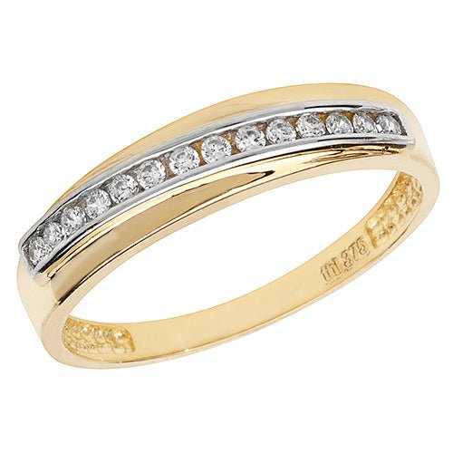 9ct Yellow White Gold Cubic Zirconia Half Eternity Ring - NiaYou Jewellery