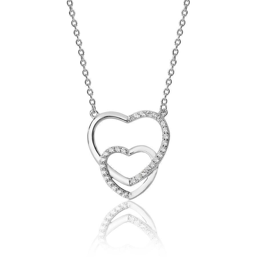 Interlinked Heart Sterling Silver with Cubic Zirconia Necklace - NiaYou Jewellery