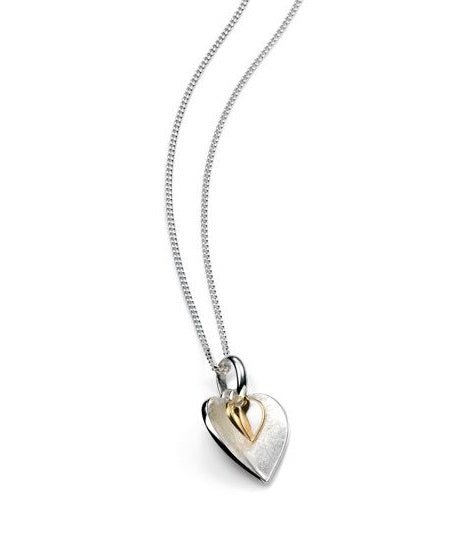 Silver 925 and Gold Plated Double Heart Necklace - NiaYou Jewellery