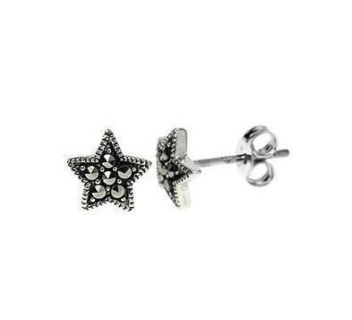 Silver 925 and Marcasite Star Stud Earrings 8 MM - NiaYou Jewellery