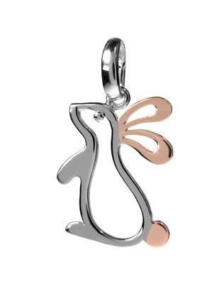 Silver 925 and Rose Gold Vermeil Bunny Pendant with Box Chain - NiaYou Jewellery
