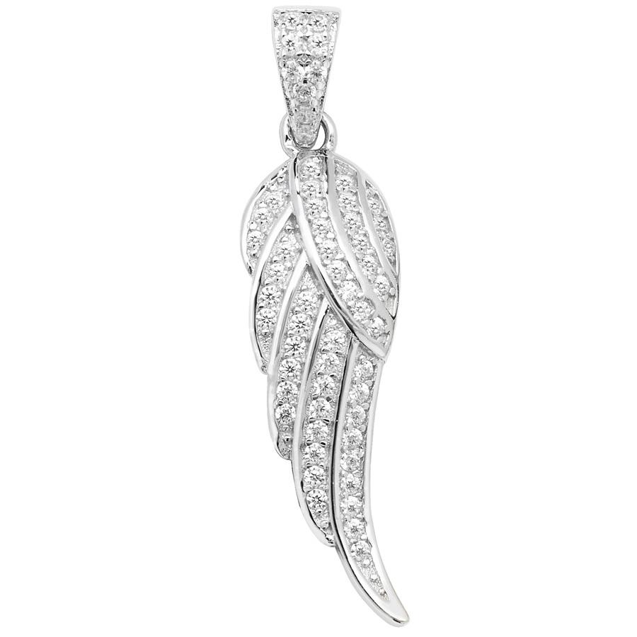 Silver 925 Angel Wing Pendant with Cubic Zirconia - NiaYou Jewellery