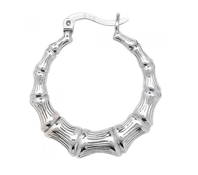 Silver 925 Bamboo Style Creole Earrings - NiaYou Jewellery