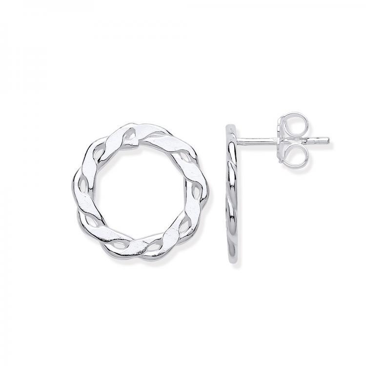 Silver 925 Braided Circle Stud Earrings - NiaYou Jewellery