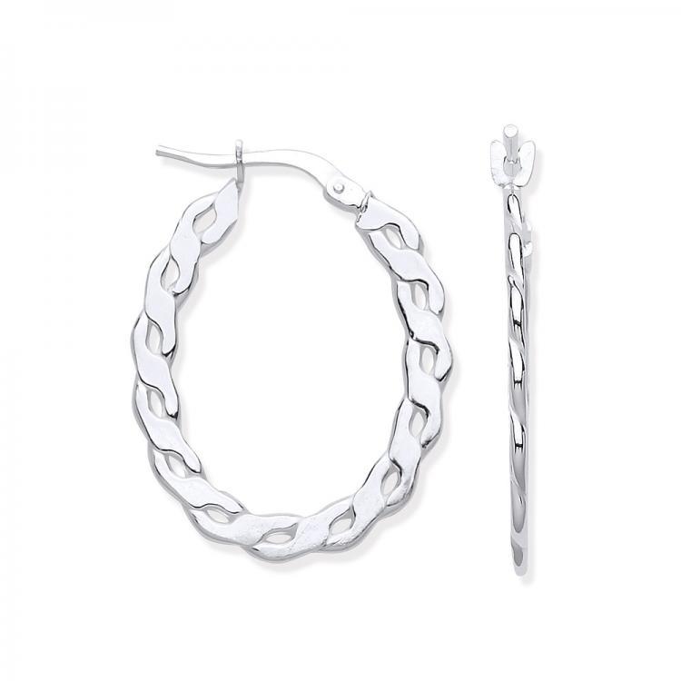 Silver 925 Braided Oval Hoops Earrings - NiaYou Jewellery