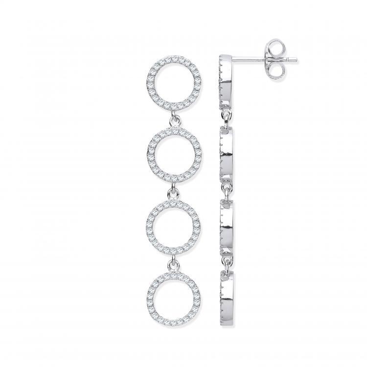 Silver 925 Circle of Life Dangle Drop Earrings with CZ - NiaYou Jewellery