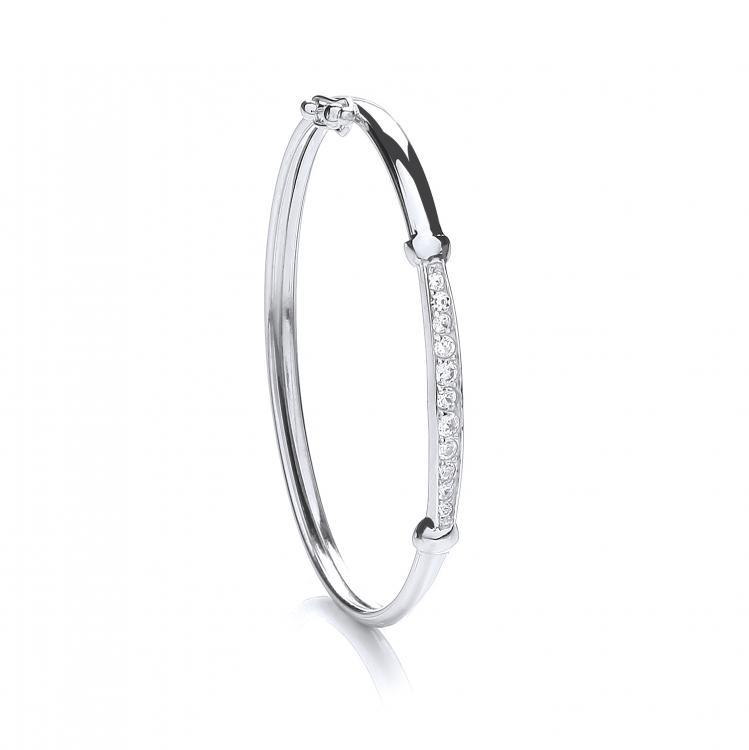 Silver 925 Clear Cubic Zirconia Hinged Baby Bangle - NiaYou Jewellery