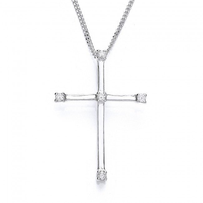 Silver 925 Cubic Zirconia Cross Pendant with Chain - NiaYou Jewellery