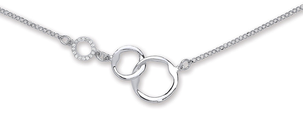 Silver 925 Cubic Zirconia Interlocking Circles Necklace - NiaYou Jewellery