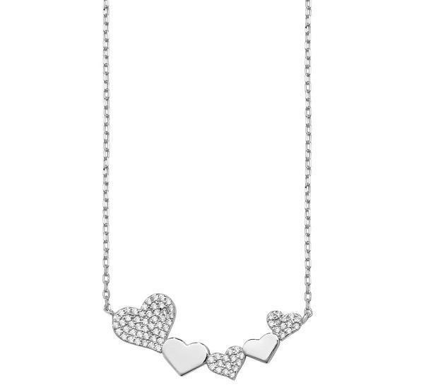 Silver 925 Cubic Zirconia Multi Heart Necklace - NiaYou Jewellery