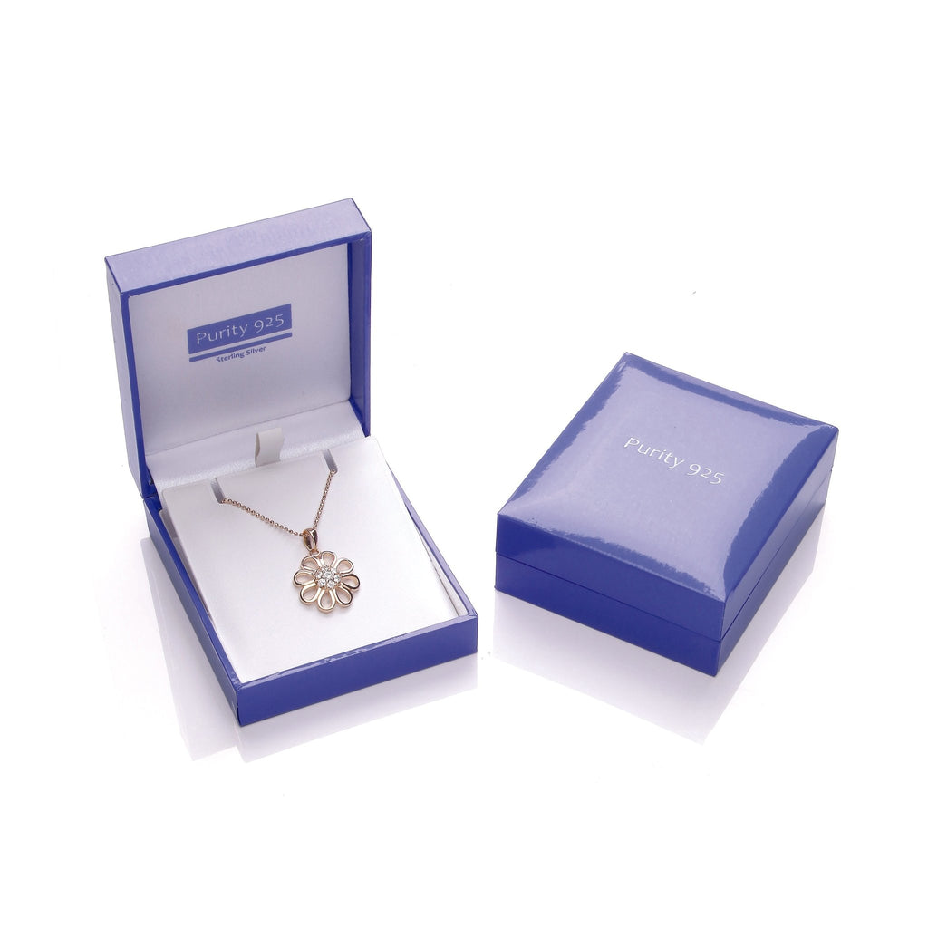 Silver 925 Cubic Zirconia Open Flower Pendant - NiaYou Jewellery