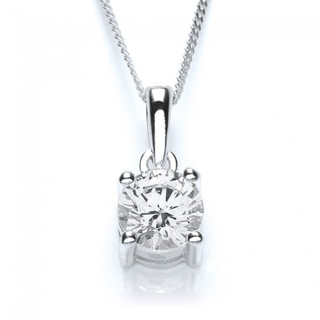 Silver 925 Cubic Zirconia Round Solitaire Pendant - NiaYou Jewellery