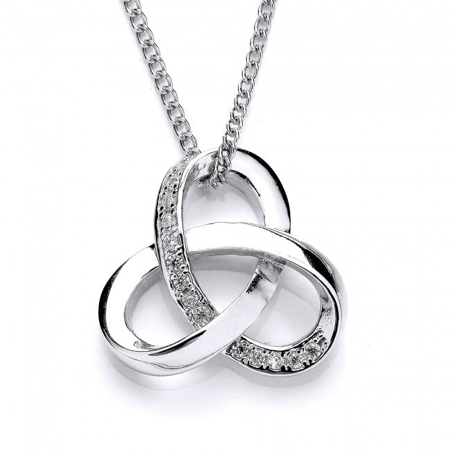 Silver 925 Cubic Zirconia Trinity Knot Pendant - NiaYou Jewellery