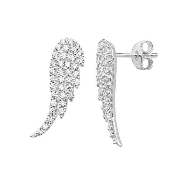 Silver 925 Cubic Zirconia Wing Stud Earrings - NiaYou Jewellery