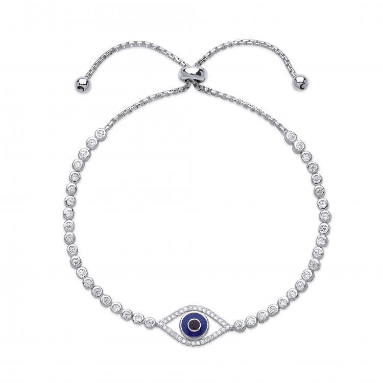 Silver 925 Evil Eye Cubic Zirconia Friendship Bracelet - NiaYou Jewellery