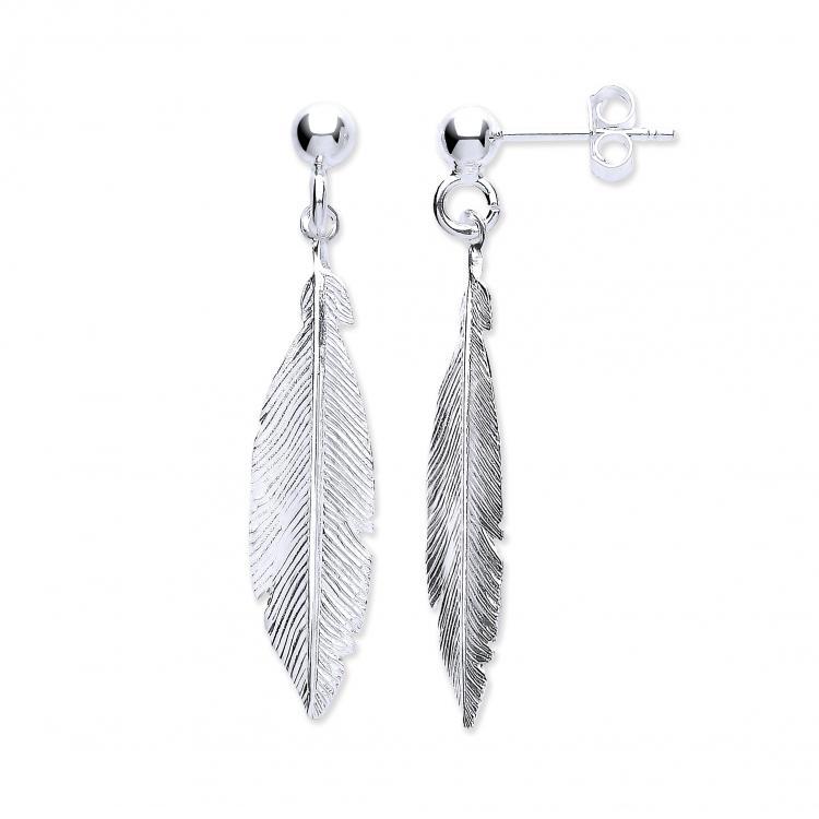 Silver 925 Feather Drop Earrings - NiaYou Jewellery