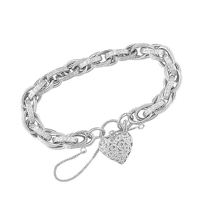 Silver 925 Filigree Heart Prince of Wales Padlock Bracelet - NiaYou Jewellery
